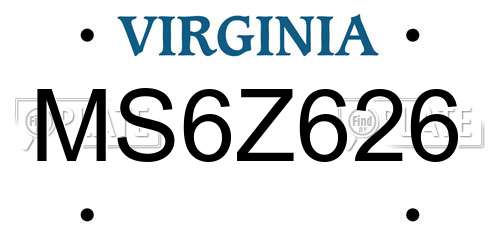 MS6Z626 Virginia License Plate