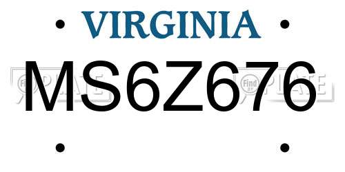 MS6Z676 Virginia License Plate