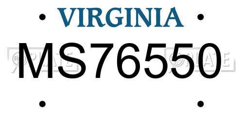 MS76550 Virginia License Plate