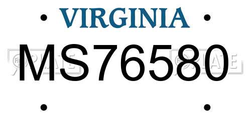 MS76580 Virginia License Plate