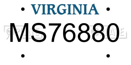 MS76880 Virginia License Plate