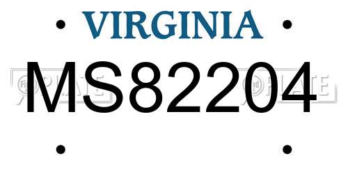 MS82204 Virginia License Plate
