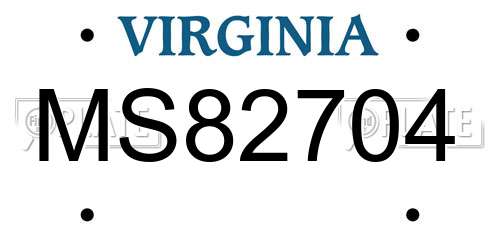MS82704 Virginia License Plate