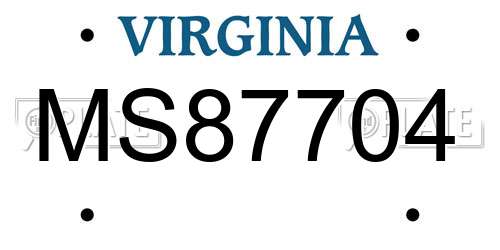 MS87704 Virginia License Plate