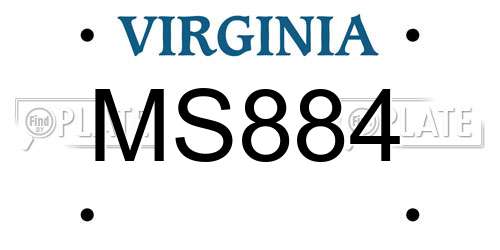 MS884 Virginia License Plate