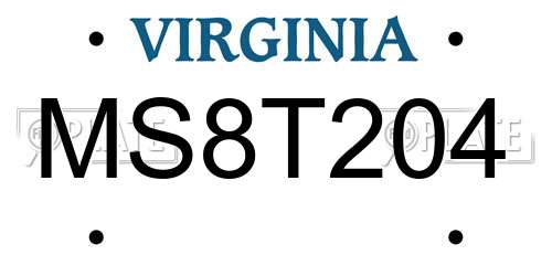 MS8T204 Virginia License Plate