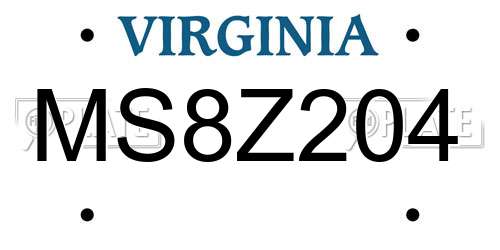 MS8Z204 Virginia License Plate