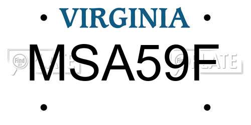 MSA59F Virginia License Plate