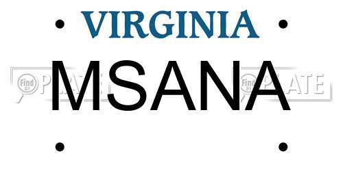 MSANA Virginia License Plate
