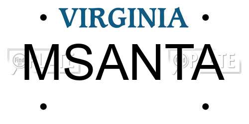 MSANTA Virginia License Plate