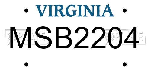 MSB2204 Virginia License Plate