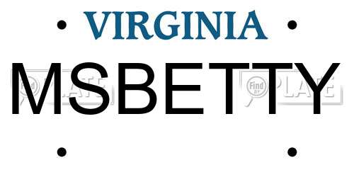 MSBETTY Virginia License Plate