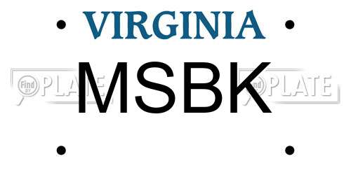 MSBK Virginia License Plate