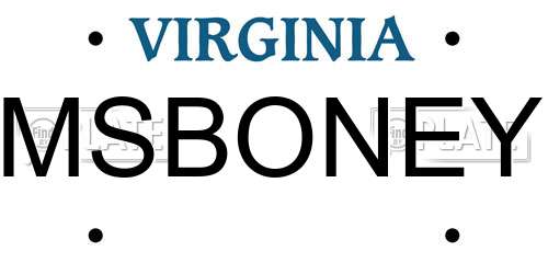 MSBONEY Virginia License Plate