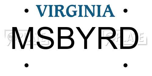 MSBYRD Virginia License Plate