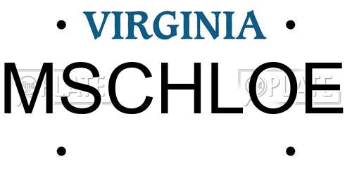 MSCHLOE Virginia License Plate