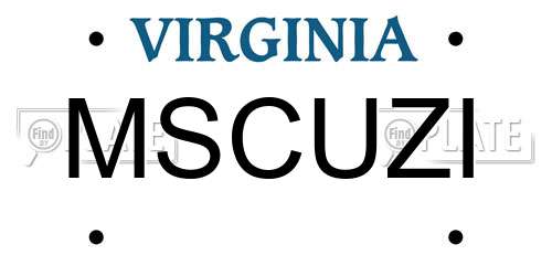 MSCUZI Virginia License Plate