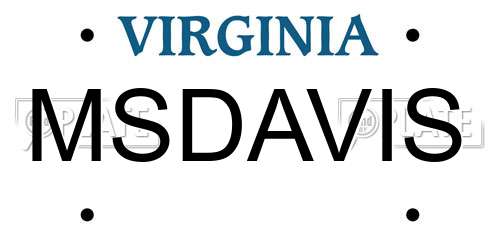 MSDAVIS Virginia License Plate