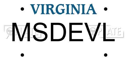 MSDEVL Virginia License Plate