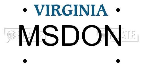 MSDON Virginia License Plate