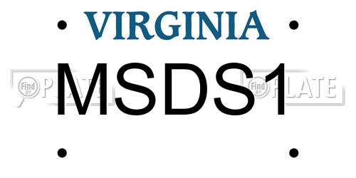 MSDS1 Virginia License Plate