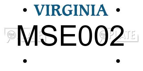 MSE002 Virginia License Plate