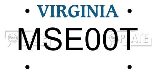 MSE00T Virginia License Plate
