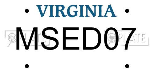 MSED07 Virginia License Plate