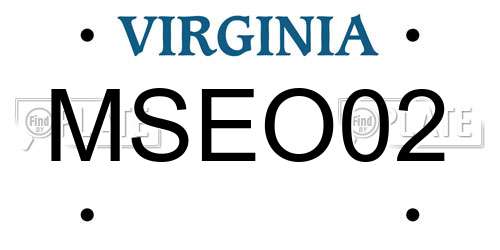 MSEO02 Virginia License Plate