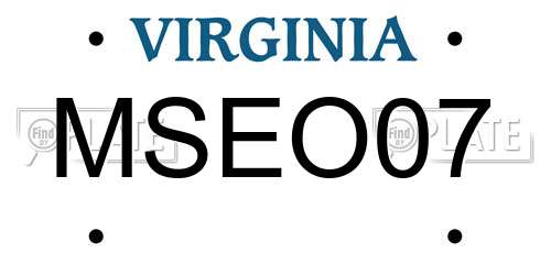 MSEO07 Virginia License Plate
