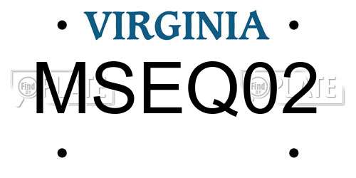 MSEQ02 Virginia License Plate