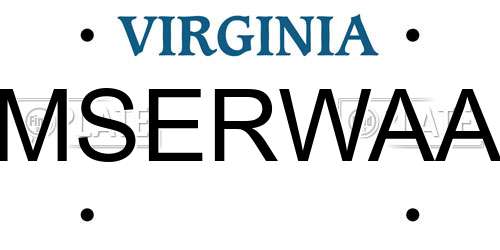 MSERWAA Virginia License Plate
