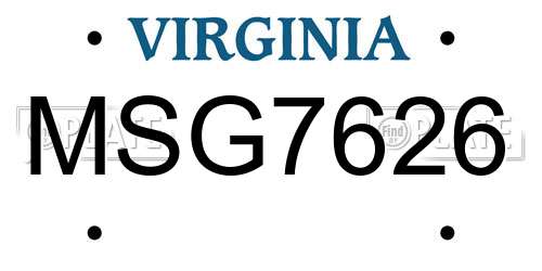 MSG7626 Virginia License Plate