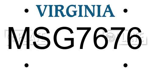 MSG7676 Virginia License Plate