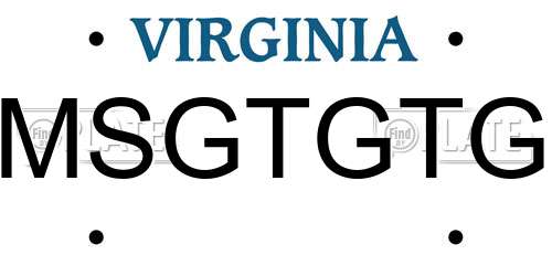 MSGTGTG Virginia License Plate