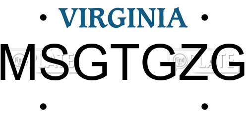 MSGTGZG Virginia License Plate