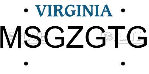 MSGZGTG Virginia License Plate