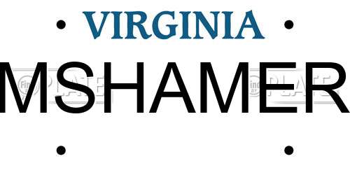 MSHAMER Virginia License Plate