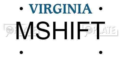 MSHIFT Virginia License Plate