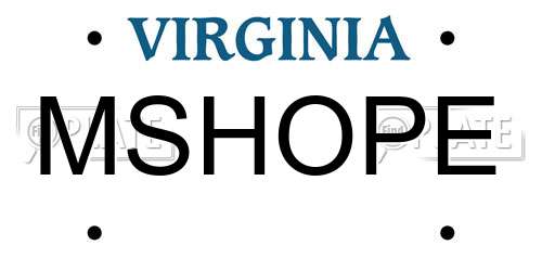 MSHOPE Virginia License Plate