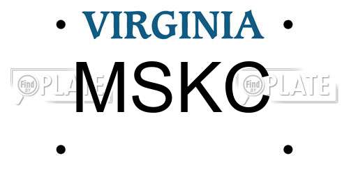 MSKC Virginia License Plate