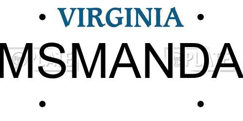 MSMANDA Virginia License Plate