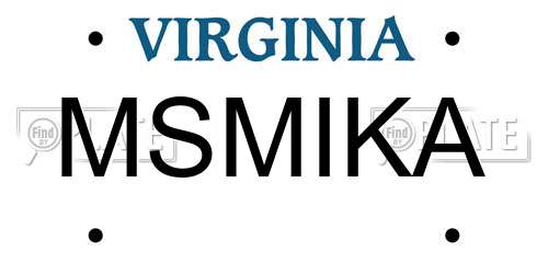 MSMIKA Virginia License Plate