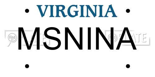 MSNINA Virginia License Plate