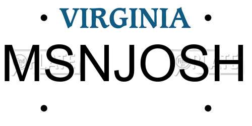 MSNJOSH Virginia License Plate