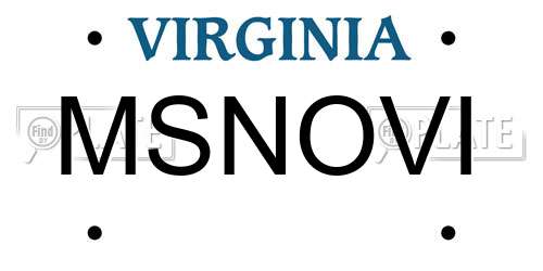 MSNOVI Virginia License Plate