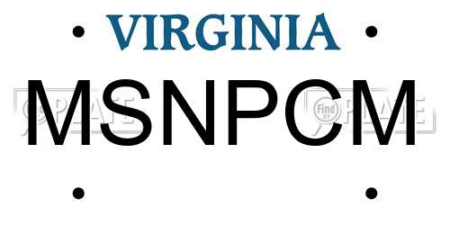MSNPCM Virginia License Plate