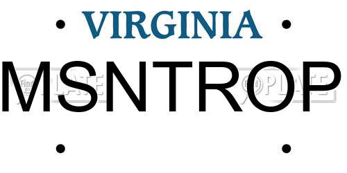 MSNTROP Virginia License Plate