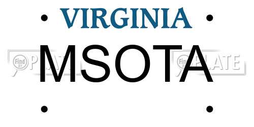 MSOTA Virginia License Plate