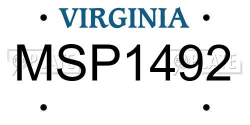 MSP1492 Virginia License Plate